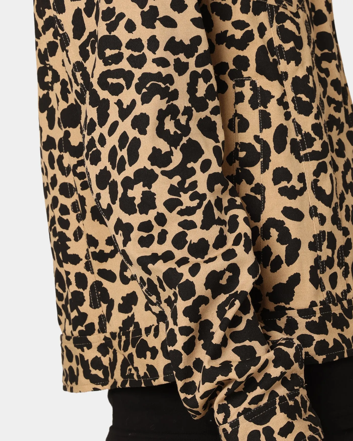 En Noir Inc Stipe Trucker Denim Jacket Leopard