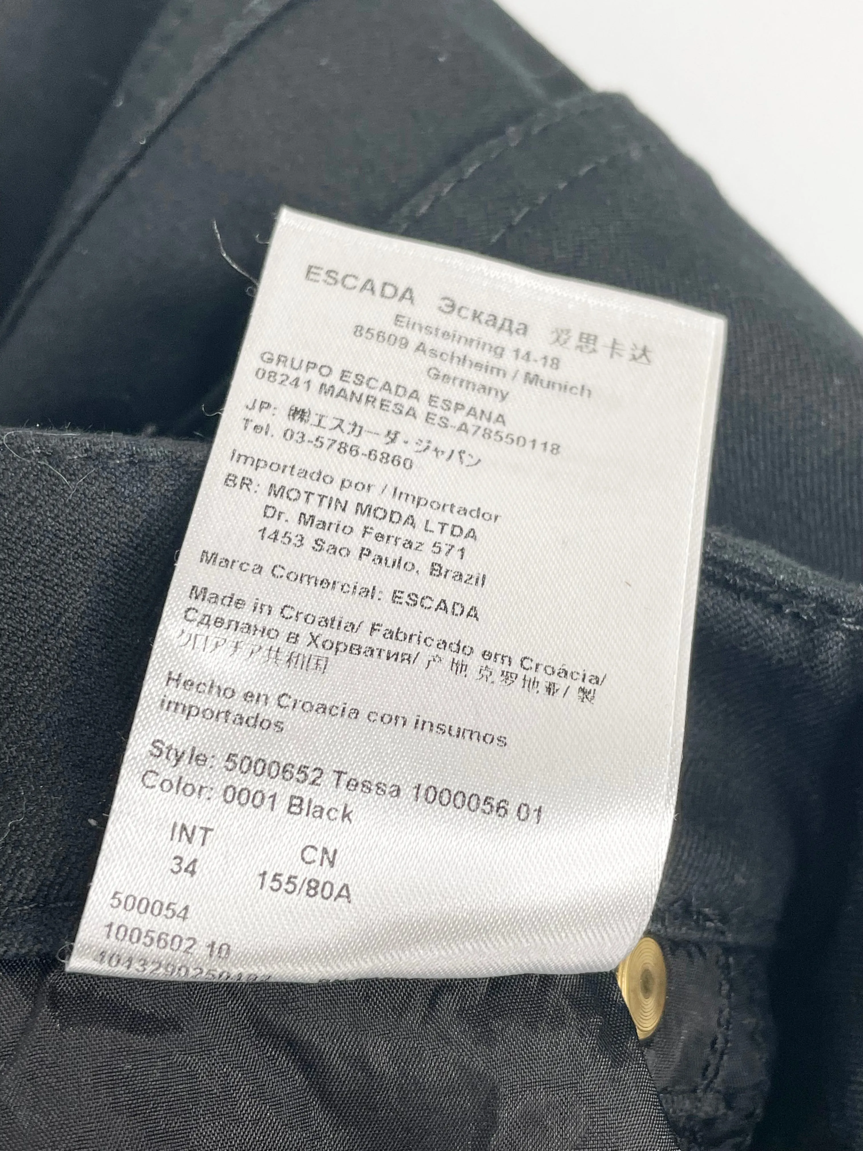Escada Black Denim High Rise Straight-Leg Tessa Jeans - AU6/8