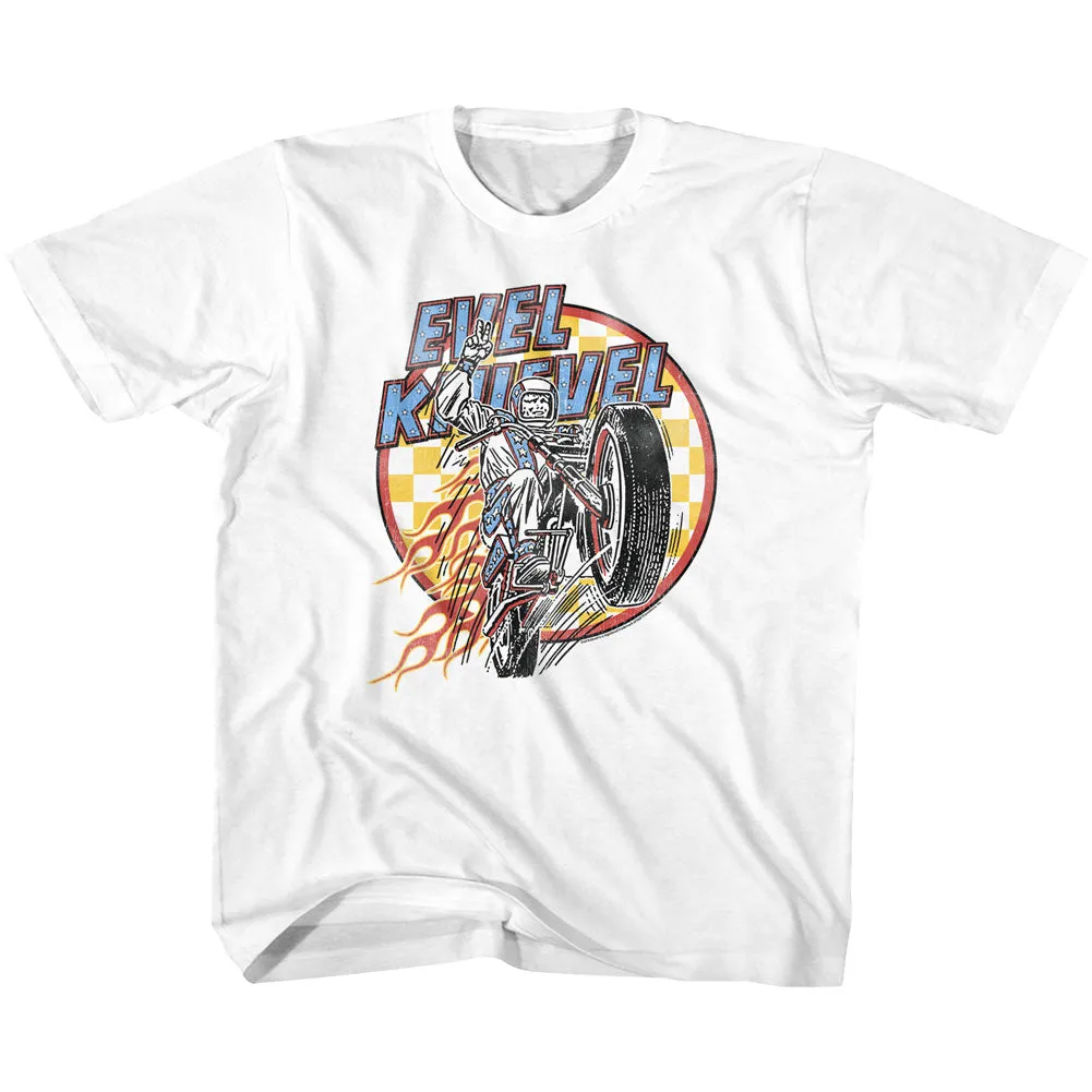 Evel Knievel Checks And Flames Toddler T-Shirt