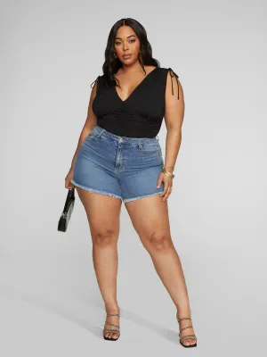 Fashion To Figure - Star Detail Denim Cutoff Shorts