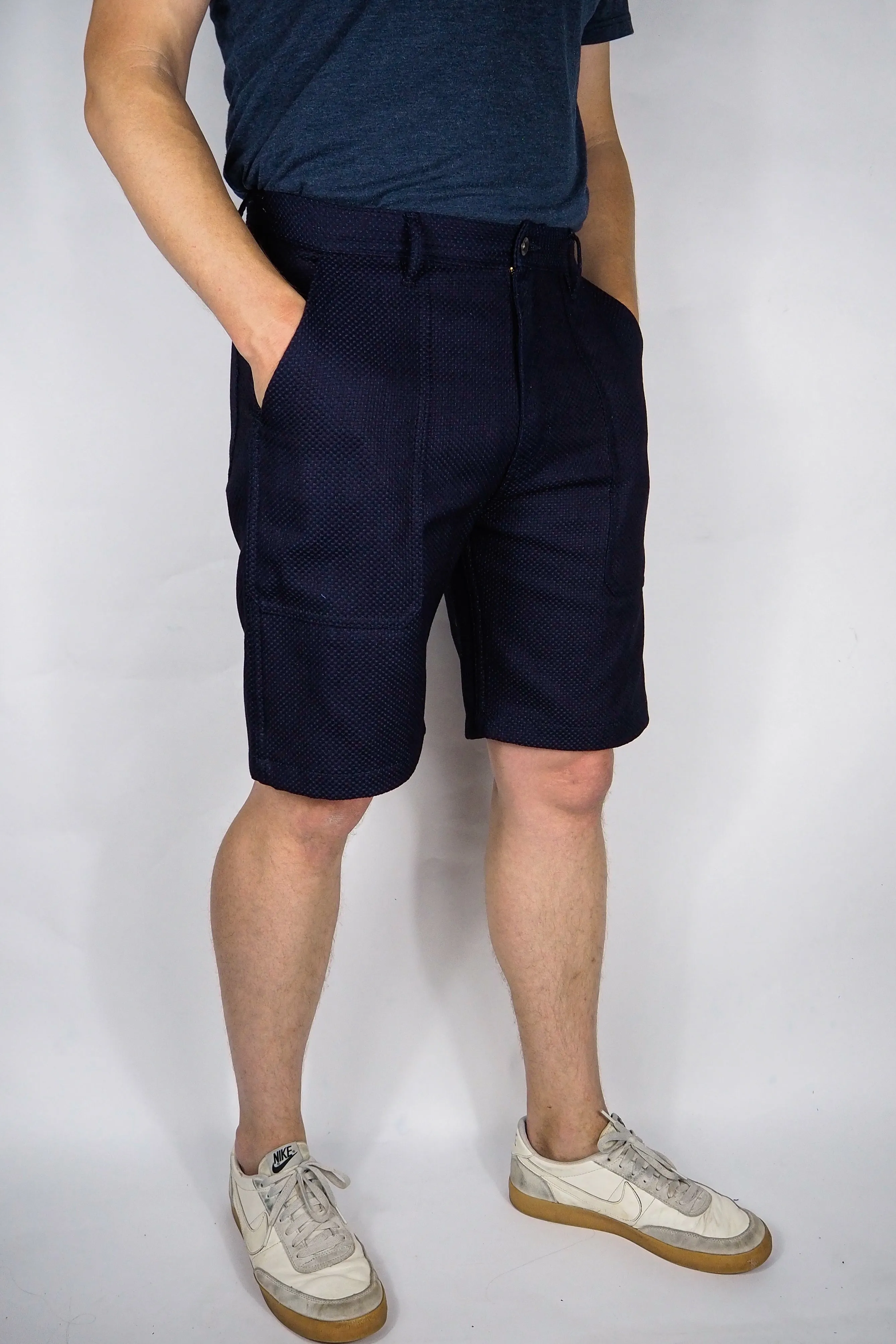 Fatigue Shorts - 12oz. Indigo Sashiko Size Exchange Small