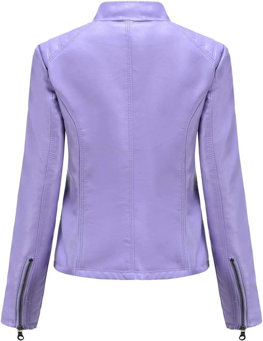 Faux Leather Jacket Women Motorcycle Zipper Bike Coat Long Sleeve Quilted Moto Outwear Slim Fit Fashion Fall Jackets