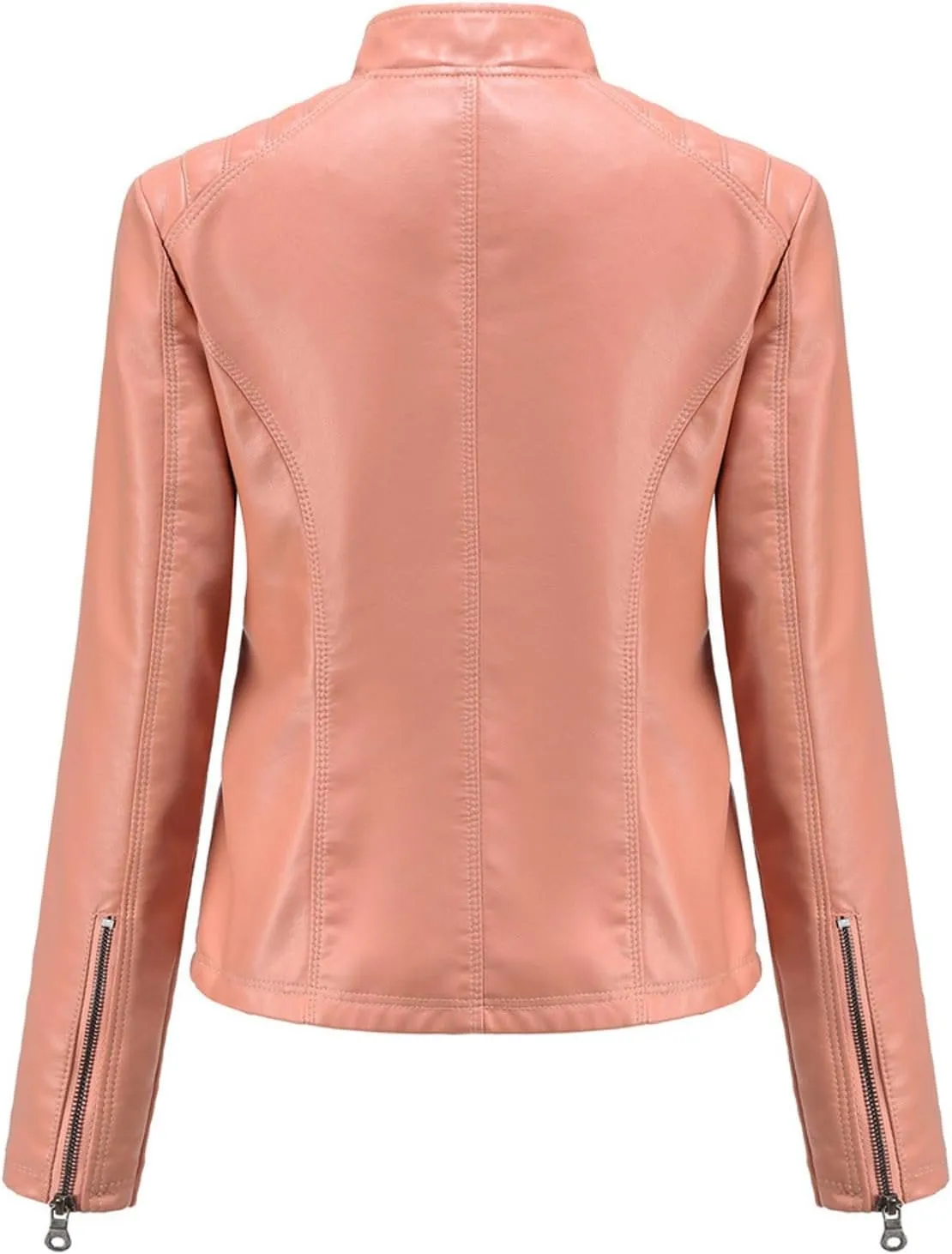 Faux Leather Jacket Women Motorcycle Zipper Bike Coat Long Sleeve Quilted Moto Outwear Slim Fit Fashion Fall Jackets