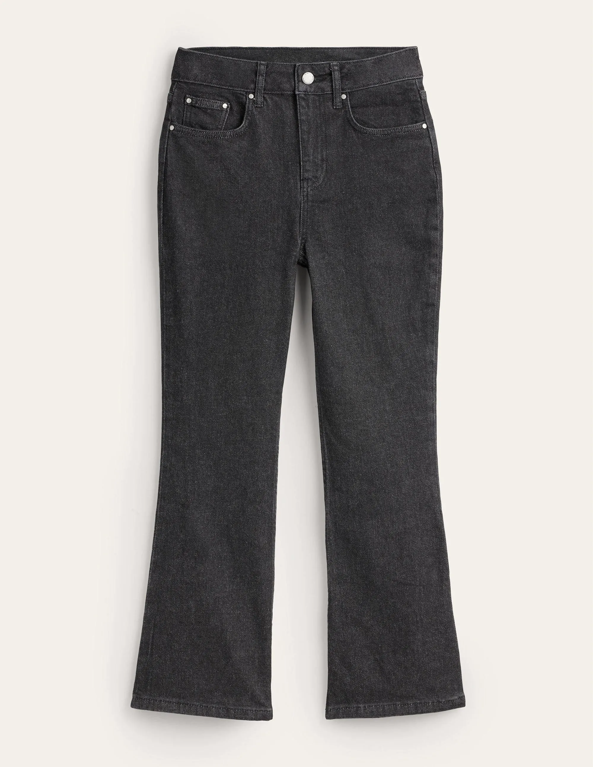 Fitted Cropped Flare Jeans-Black