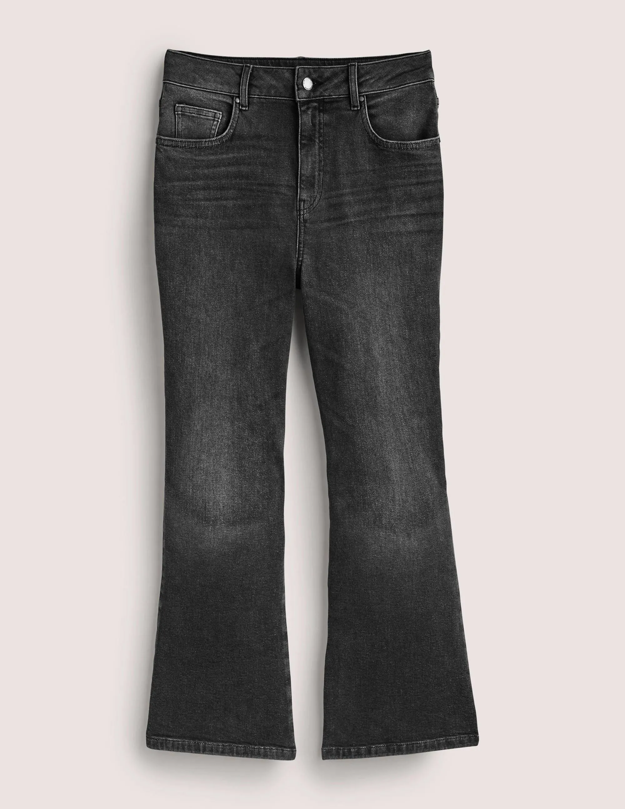 Fitted Cropped Flare Jeans-Black