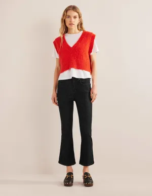 Fitted Cropped Flare Jeans-Black