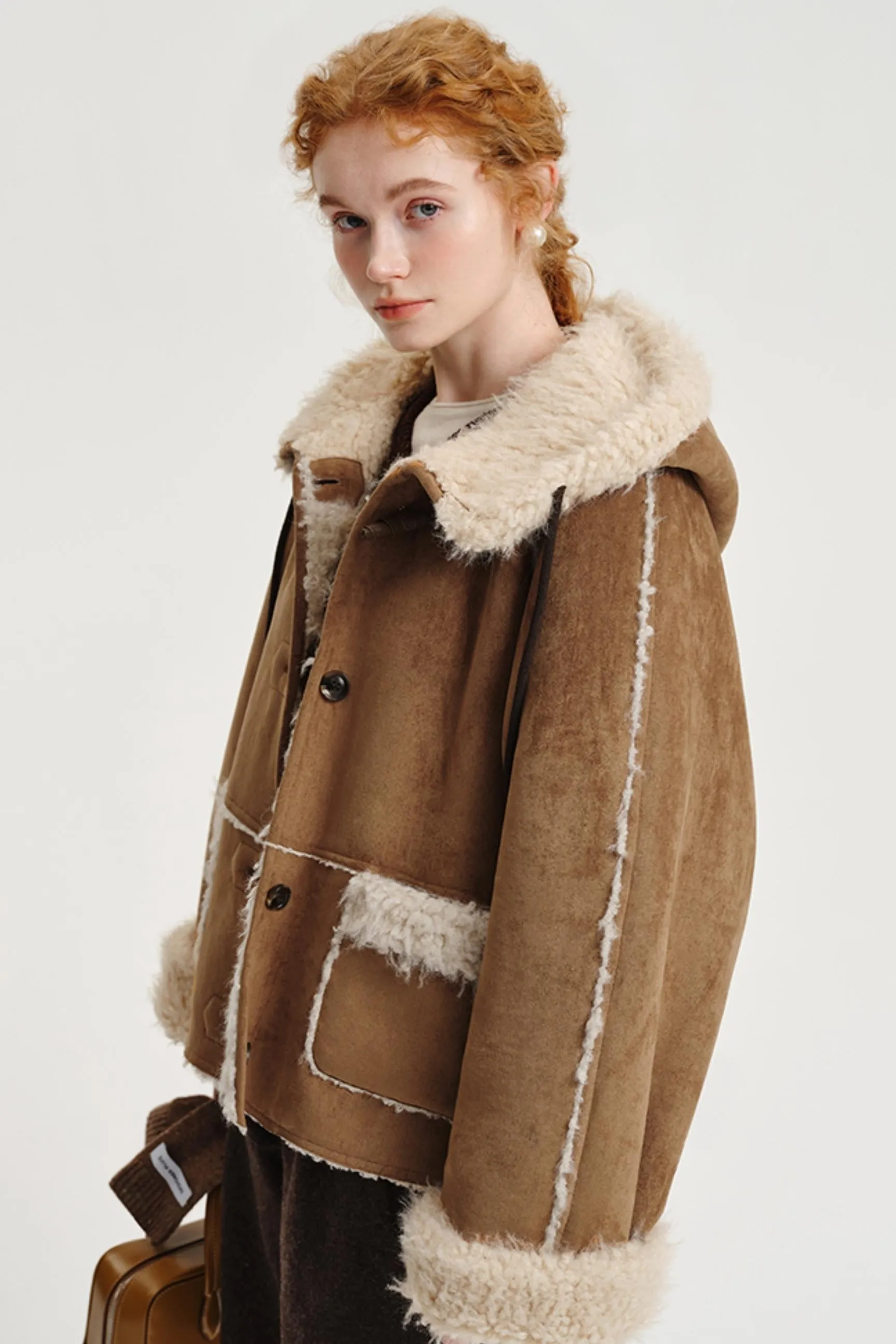 Fleece Lined Hooded Short Jacket