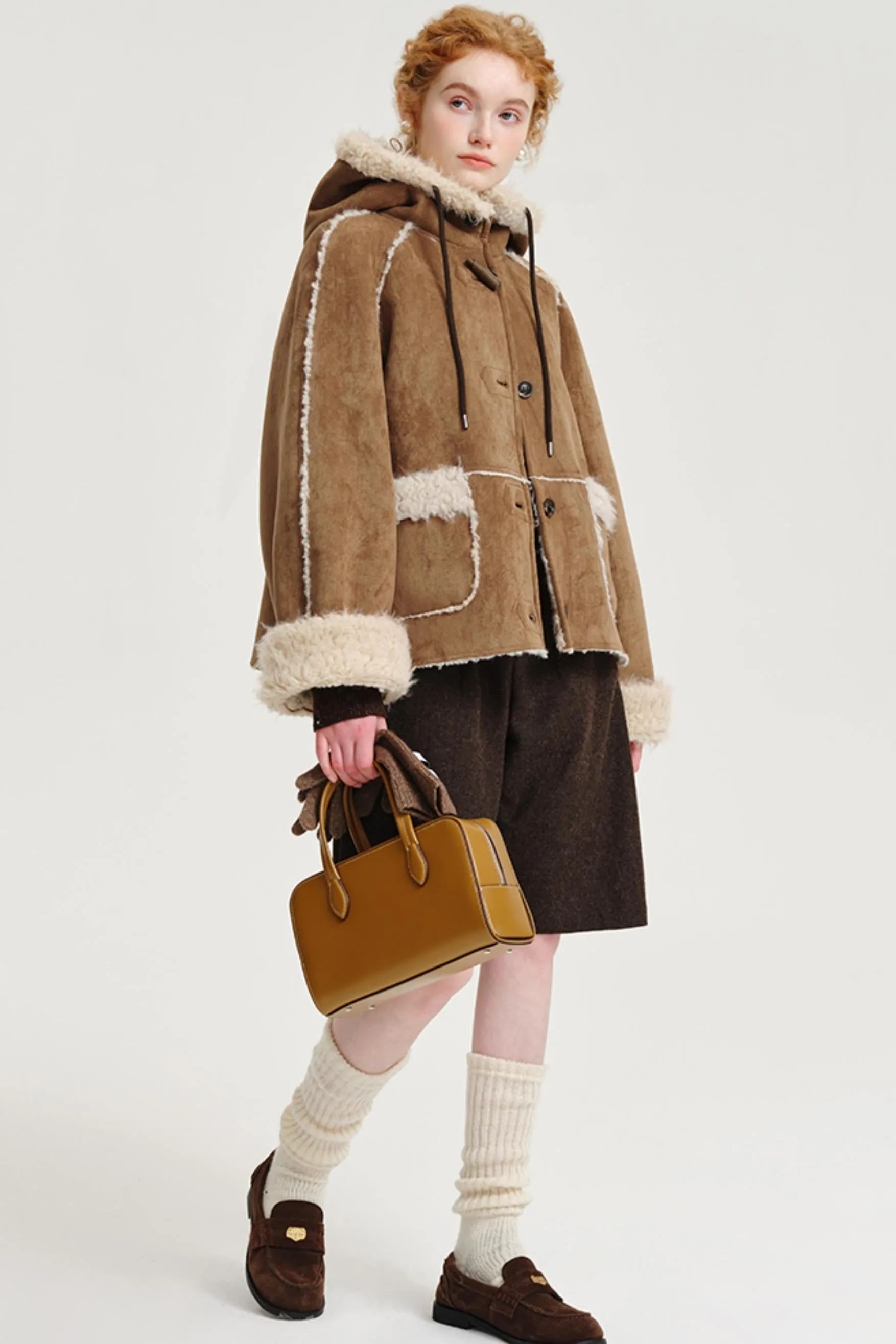 Fleece Lined Hooded Short Jacket