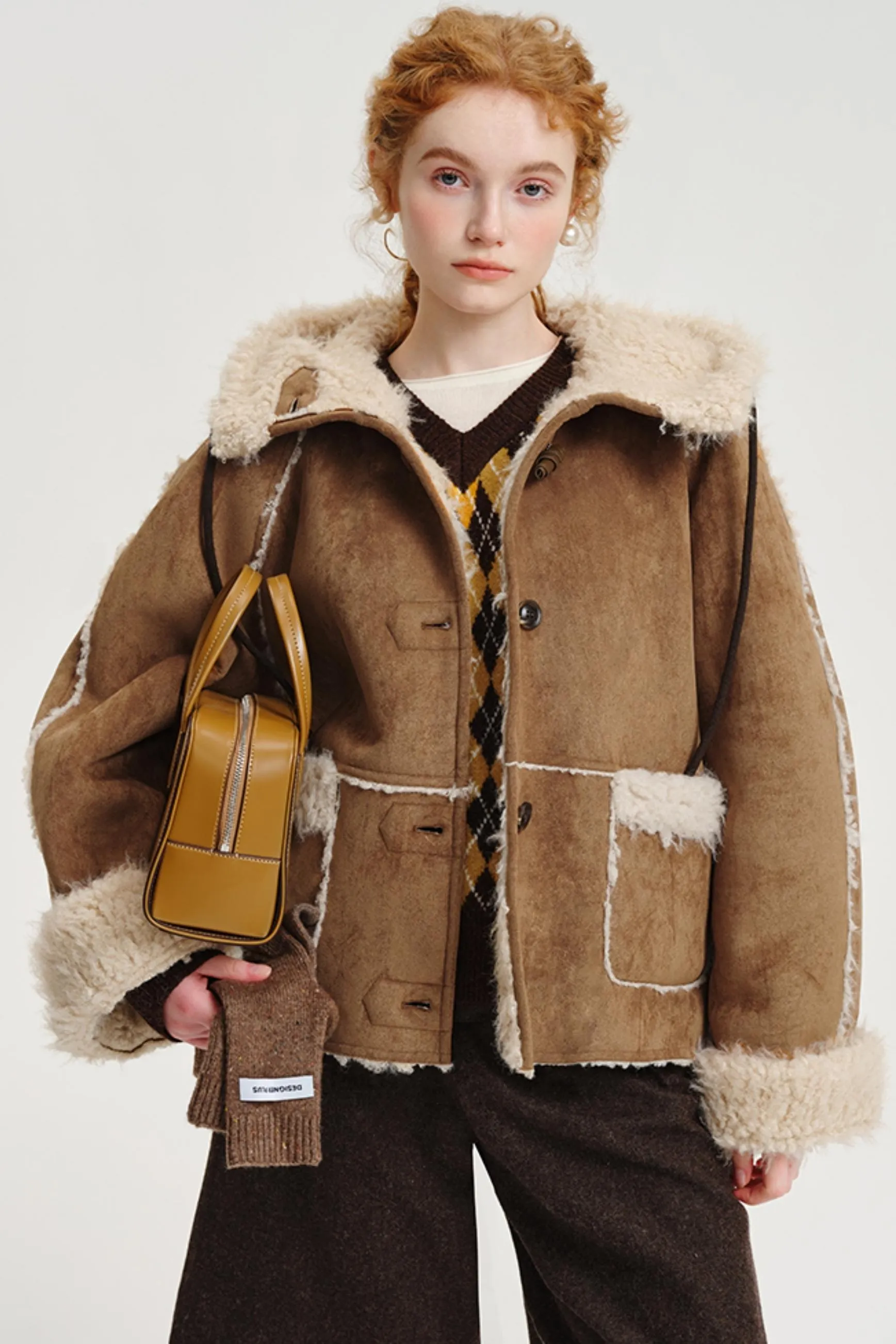 Fleece Lined Hooded Short Jacket