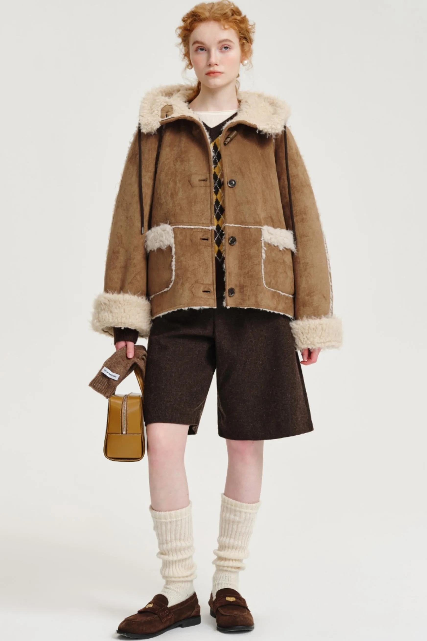 Fleece Lined Hooded Short Jacket