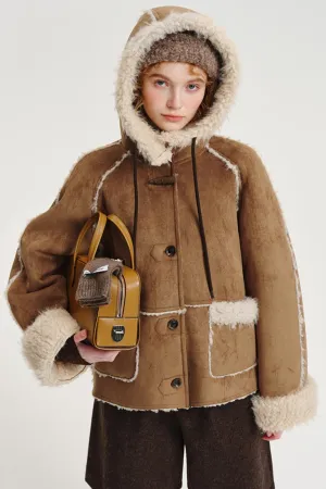 Fleece Lined Hooded Short Jacket