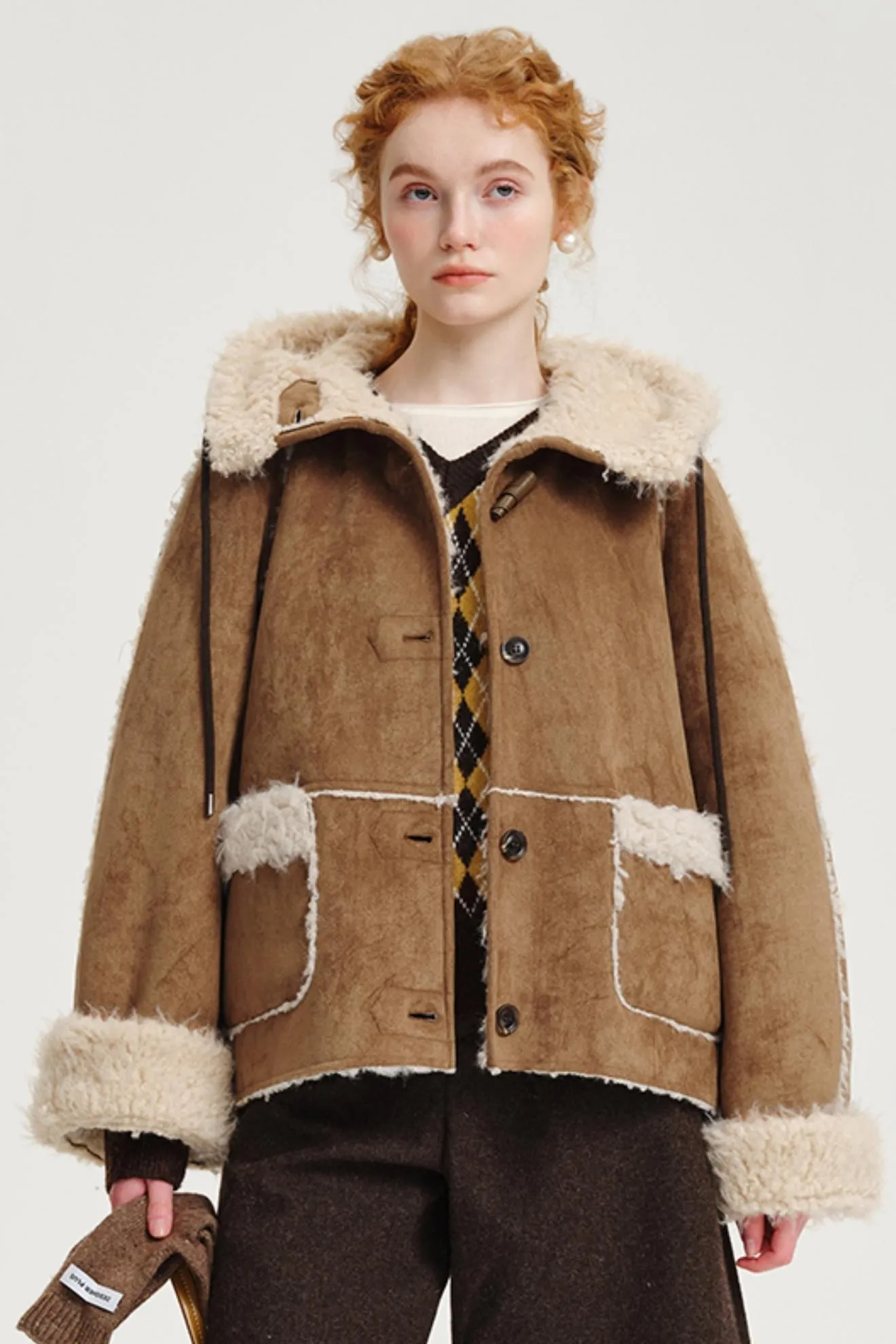 Fleece Lined Hooded Short Jacket