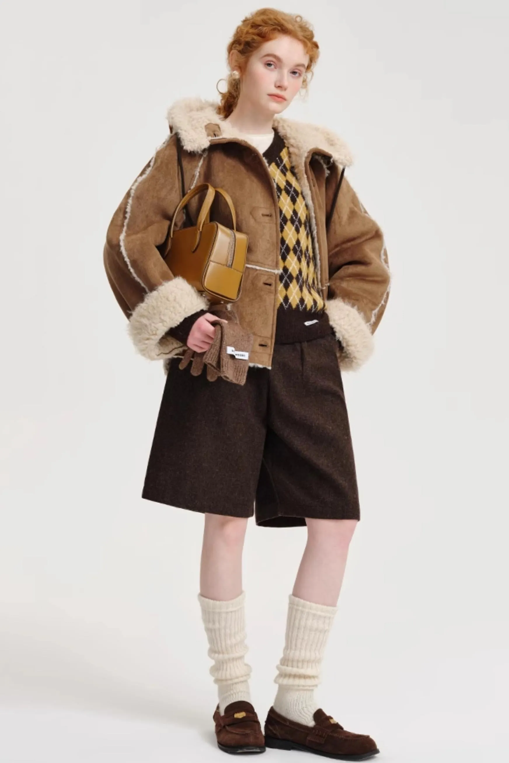 Fleece Lined Hooded Short Jacket