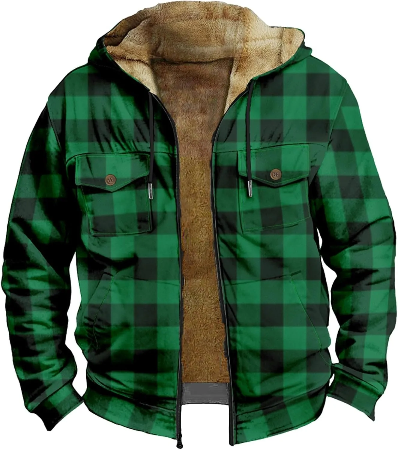 Fleece Lined Men Jackets Thermal Heavyweight Hoodies Coats with Pocket Winter Trendy Casual Outerwear