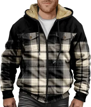 Fleece Lined Men Jackets Thermal Heavyweight Hoodies Coats with Pocket Winter Trendy Casual Outerwear