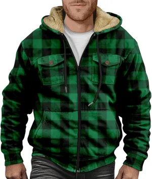 Fleece Lined Men Jackets Thermal Heavyweight Hoodies Coats with Pocket Winter Trendy Casual Outerwear