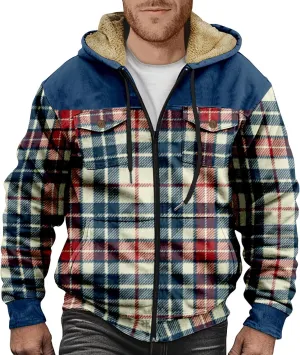 Fleece Lined Men Jackets Thermal Heavyweight Hoodies Coats with Pocket Winter Trendy Casual Outerwear