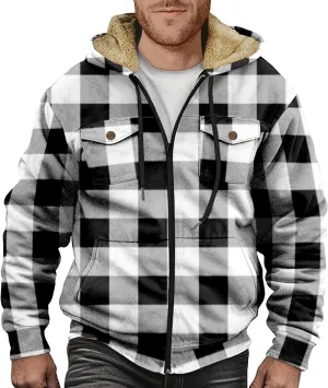 Fleece Lined Men Jackets Thermal Heavyweight Hoodies Coats with Pocket Winter Trendy Casual Outerwear