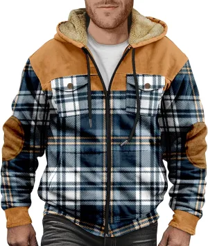 Fleece Lined Men Jackets Thermal Heavyweight Hoodies Coats with Pocket Winter Trendy Casual Outerwear