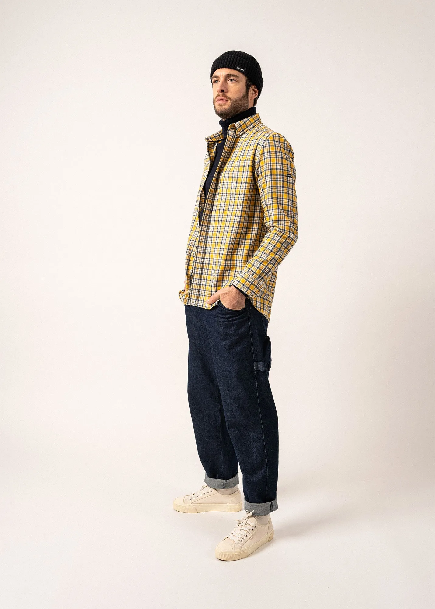 Florent Checked Shirt - in cotton flannel (AMBRE/VEGETAL)