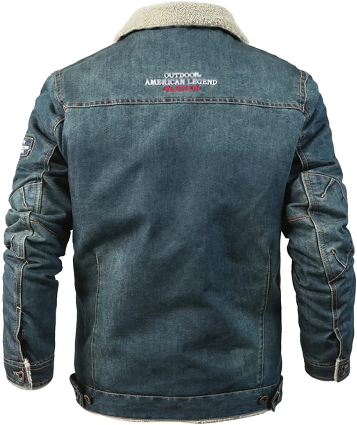 Flygo Men's Sherpa Fleece Lined Denim Trucker Jacket Winter Jean Jacket Cowboy Coat