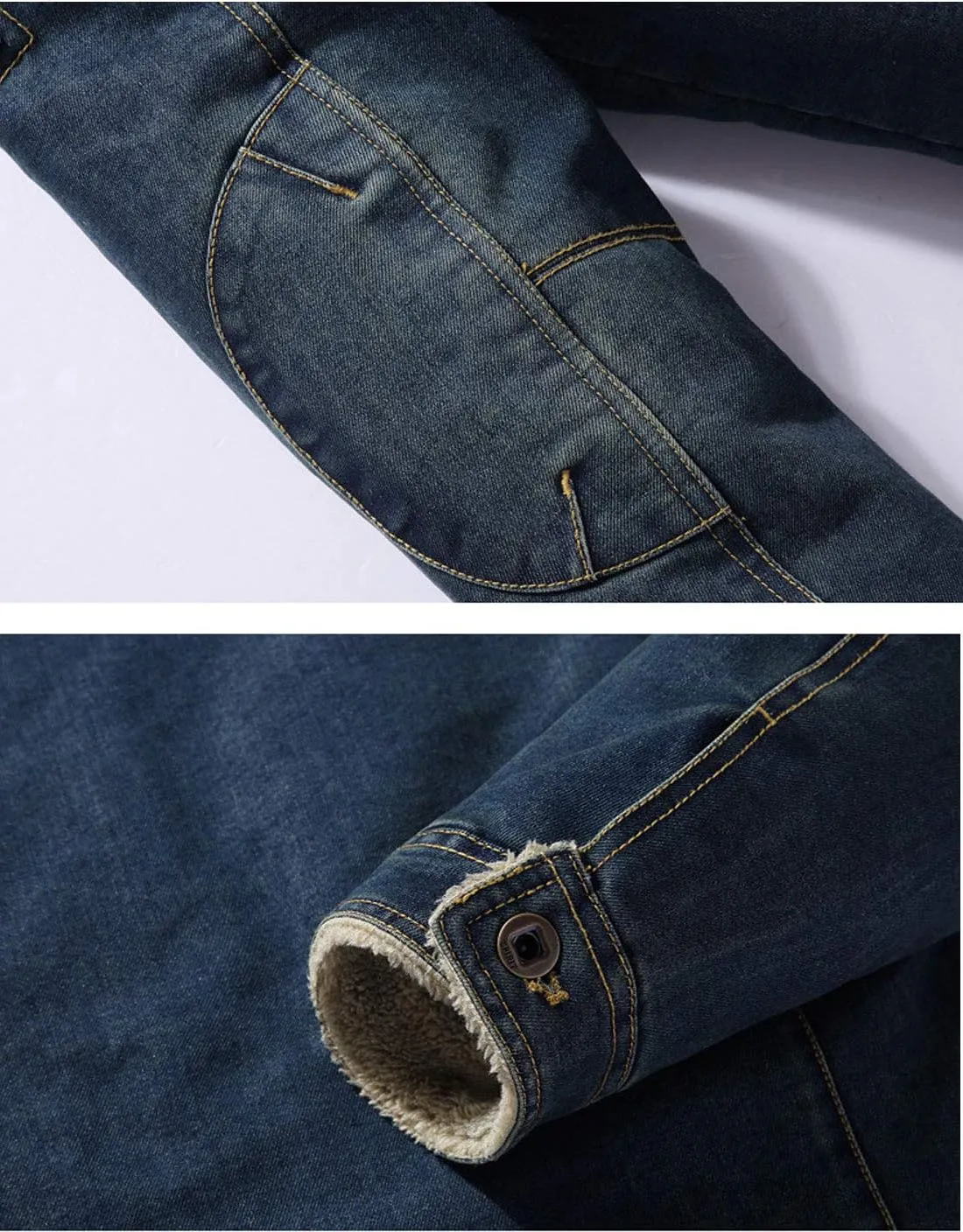 Flygo Men's Sherpa Fleece Lined Denim Trucker Jacket Winter Jean Jacket Cowboy Coat