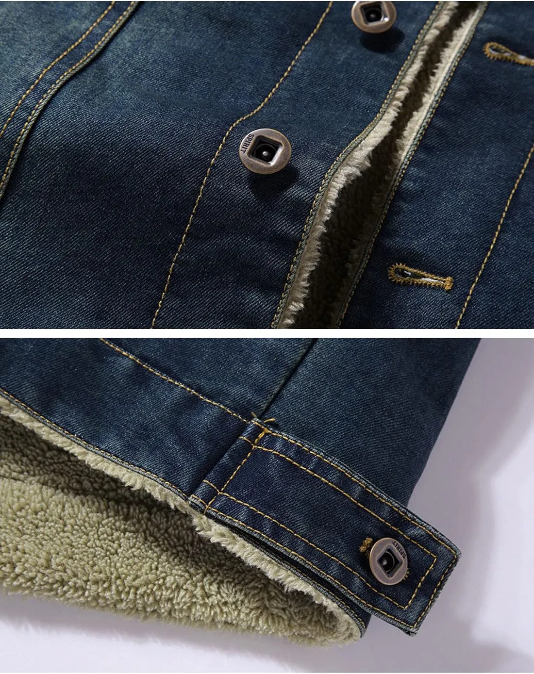 Flygo Men's Sherpa Fleece Lined Denim Trucker Jacket Winter Jean Jacket Cowboy Coat