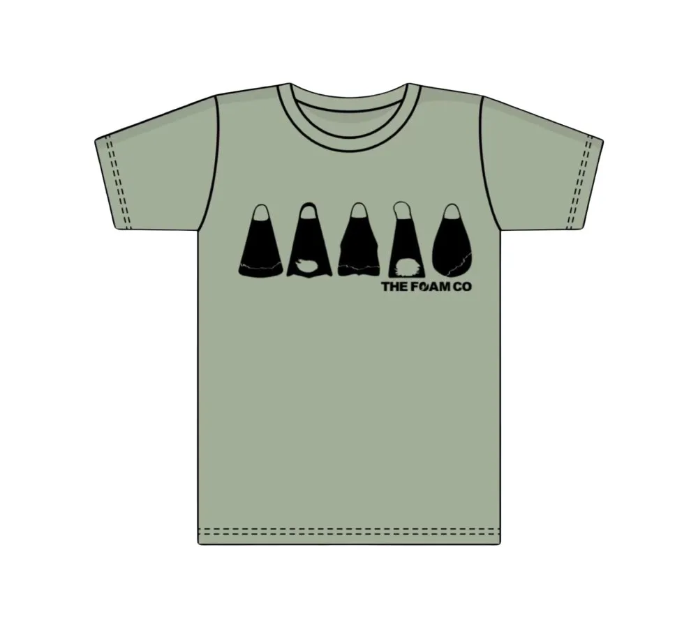Foam Co: Fins T-Shirt: Sage w/ Black Ink