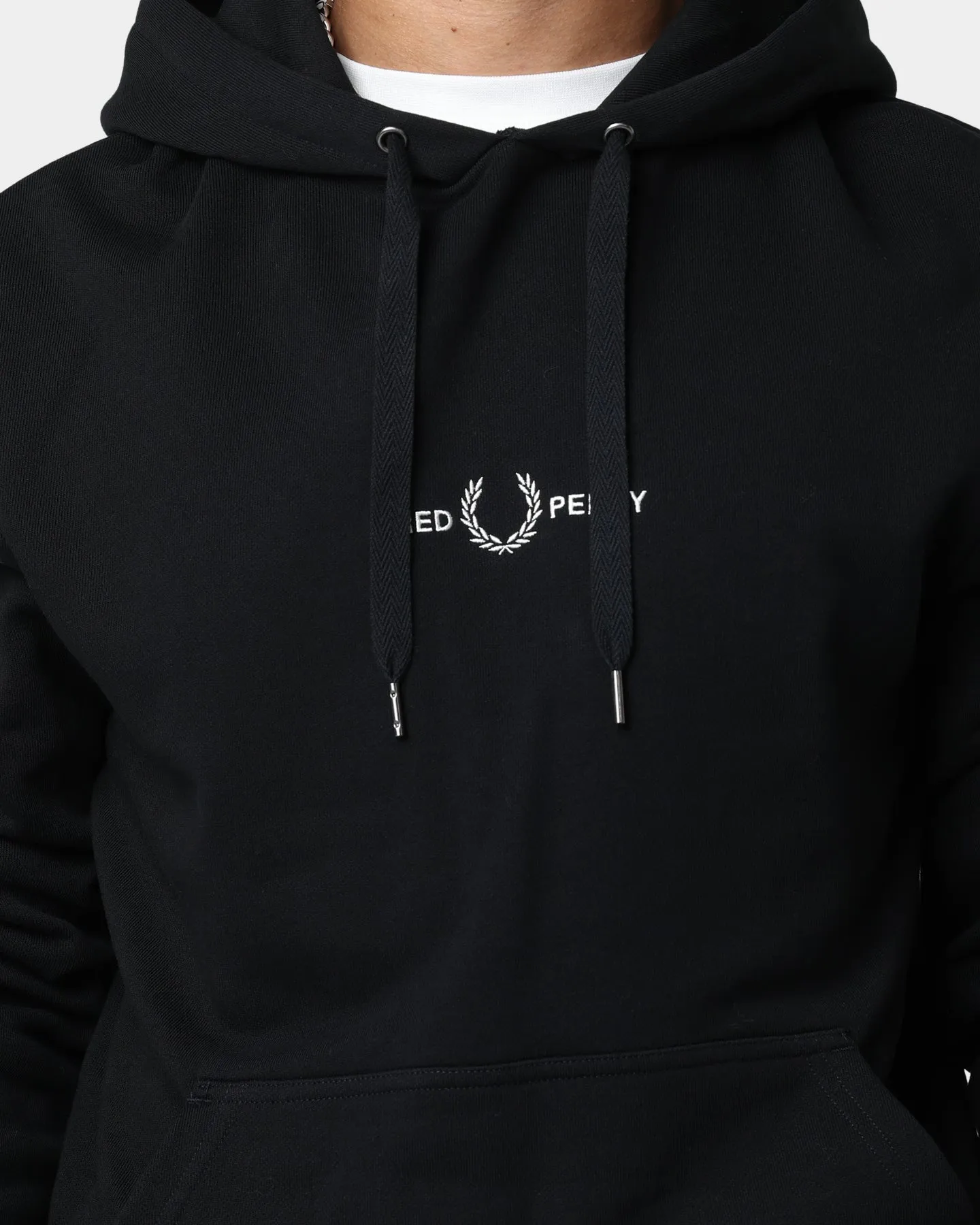 Fred Perry Embroidered Hooded Sweatshirt Black