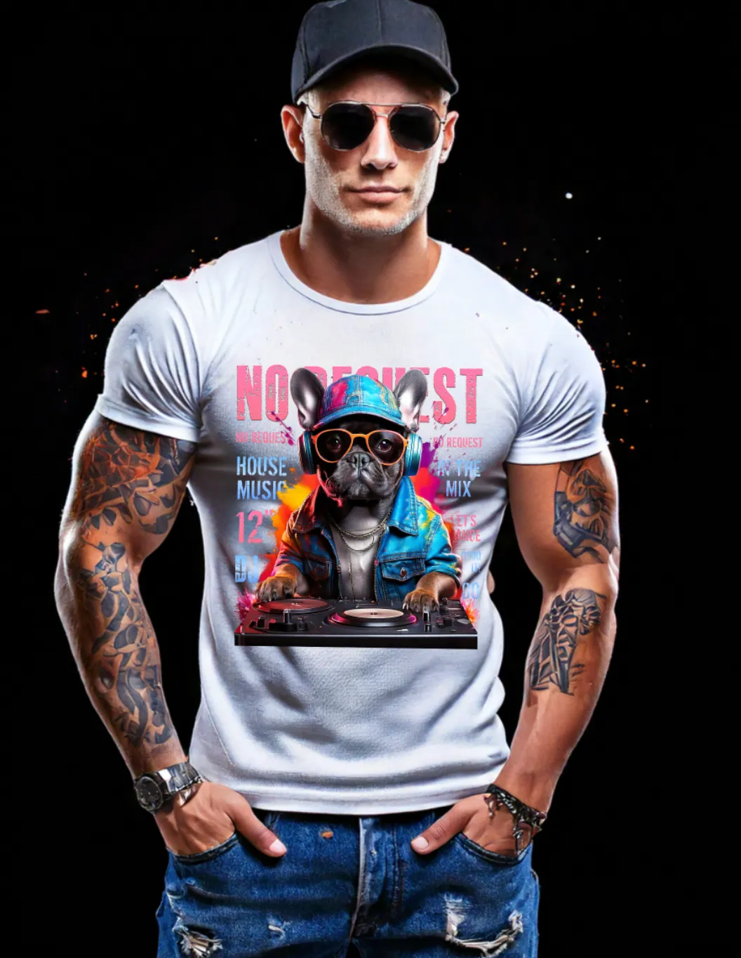 Frenchie DJ No Request Art Exclusive T-Shirts | GM TM