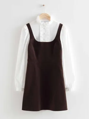 Frilled corduroy mini dress