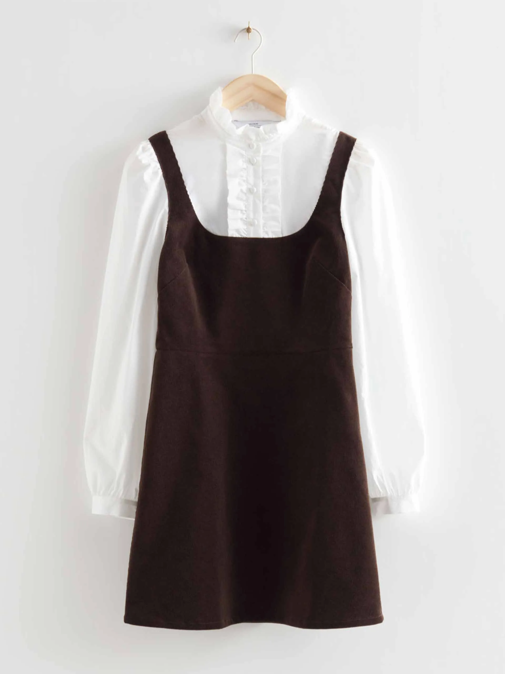 Frilled corduroy mini dress