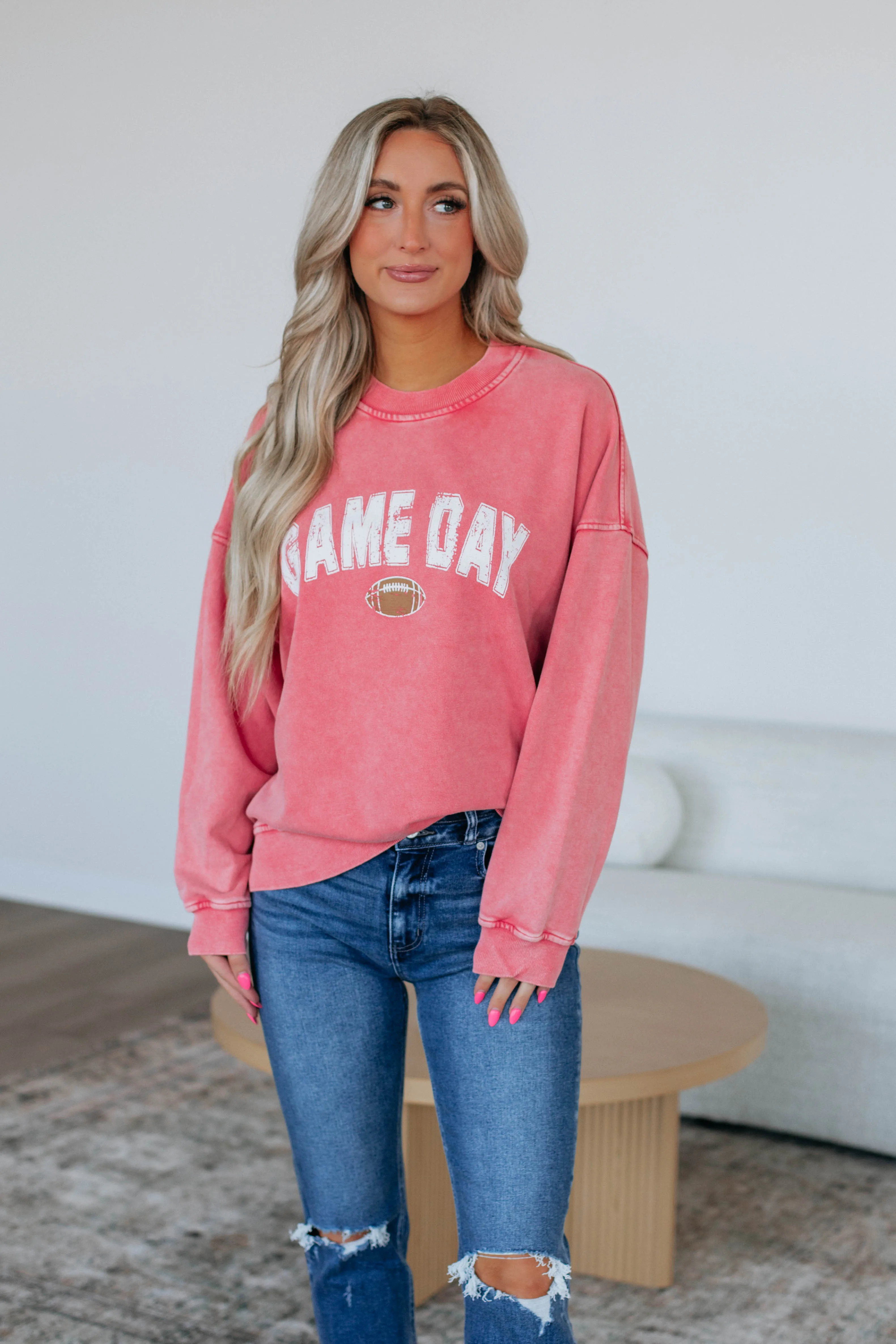 Game Day Oversized Crewneck - Red