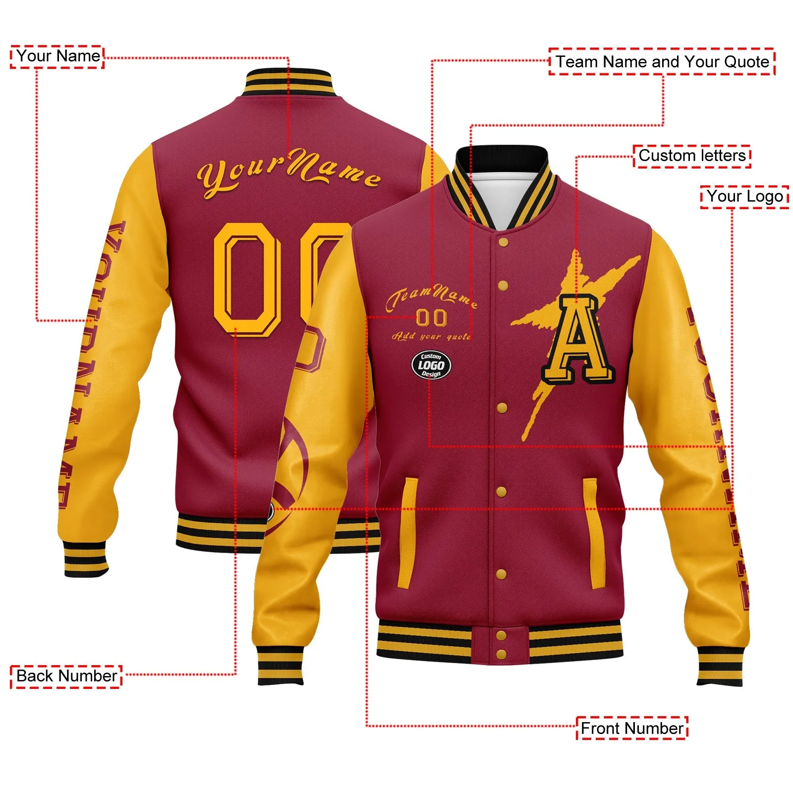 Gift Ideas,Custom Red Yellow Black Arizona Jacket and Sports Shoes Combo Offer Personalized Combo ZH-D020294-1