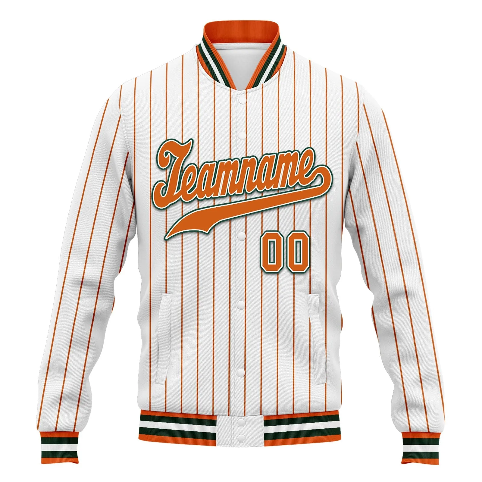 Gift Ideas,Custom White Orange Stripe Fashion Jacket Bomber Full-Snap Varsity Letterman Personalized Jacket FZ005-D020219-18