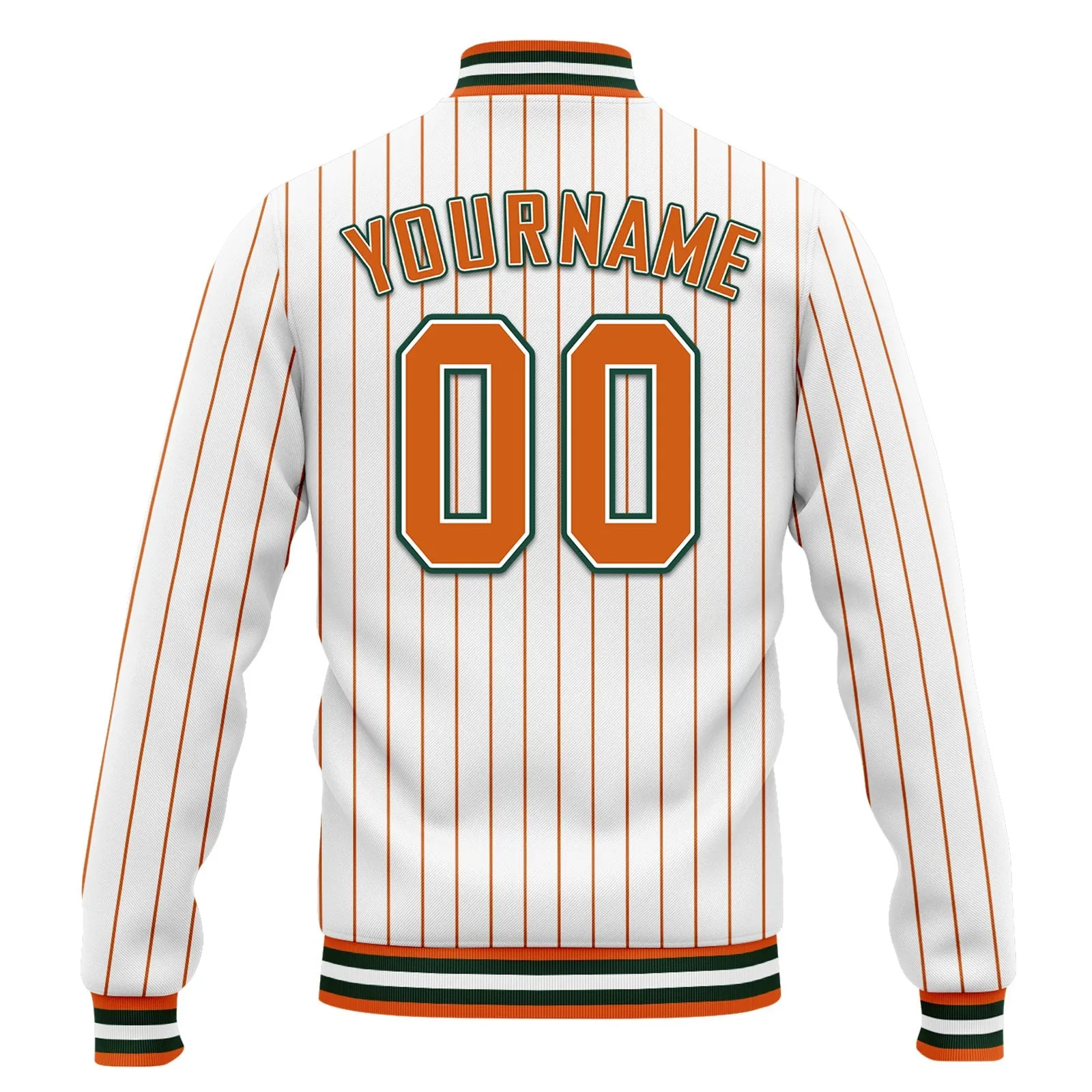 Gift Ideas,Custom White Orange Stripe Fashion Jacket Bomber Full-Snap Varsity Letterman Personalized Jacket FZ005-D020219-18