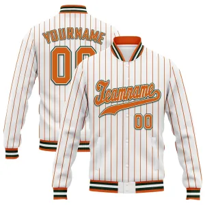 Gift Ideas,Custom White Orange Stripe Fashion Jacket Bomber Full-Snap Varsity Letterman Personalized Jacket FZ005-D020219-18