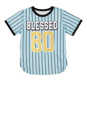 Girls Blessed 80 Graphic Baseball Jersey