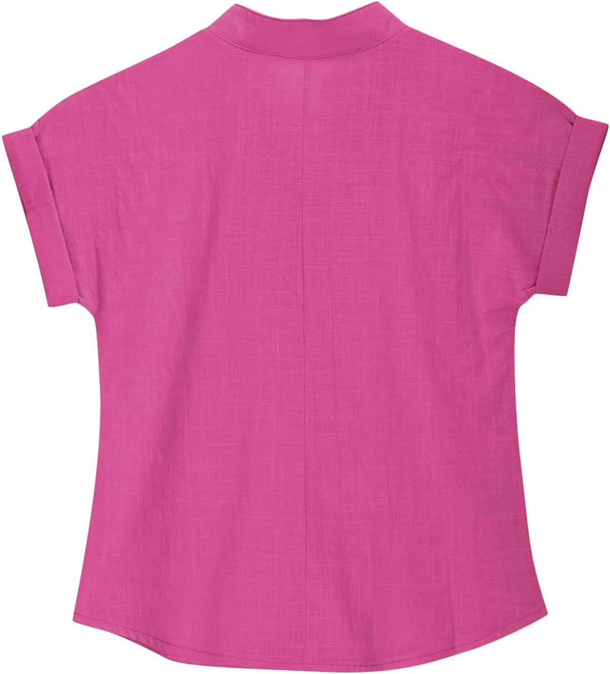 Girls Cotton Linen Shirts Summer Casual Button v Neck Tunic Blouses Kids Trendy Lightweight Solid Short Sleeve Tops