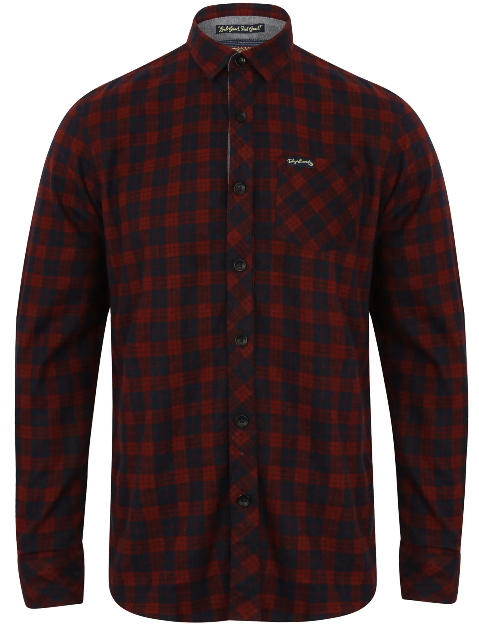 Glendale Checked Long Sleeve Flannel Shirt in Red - Tokyo Laundry