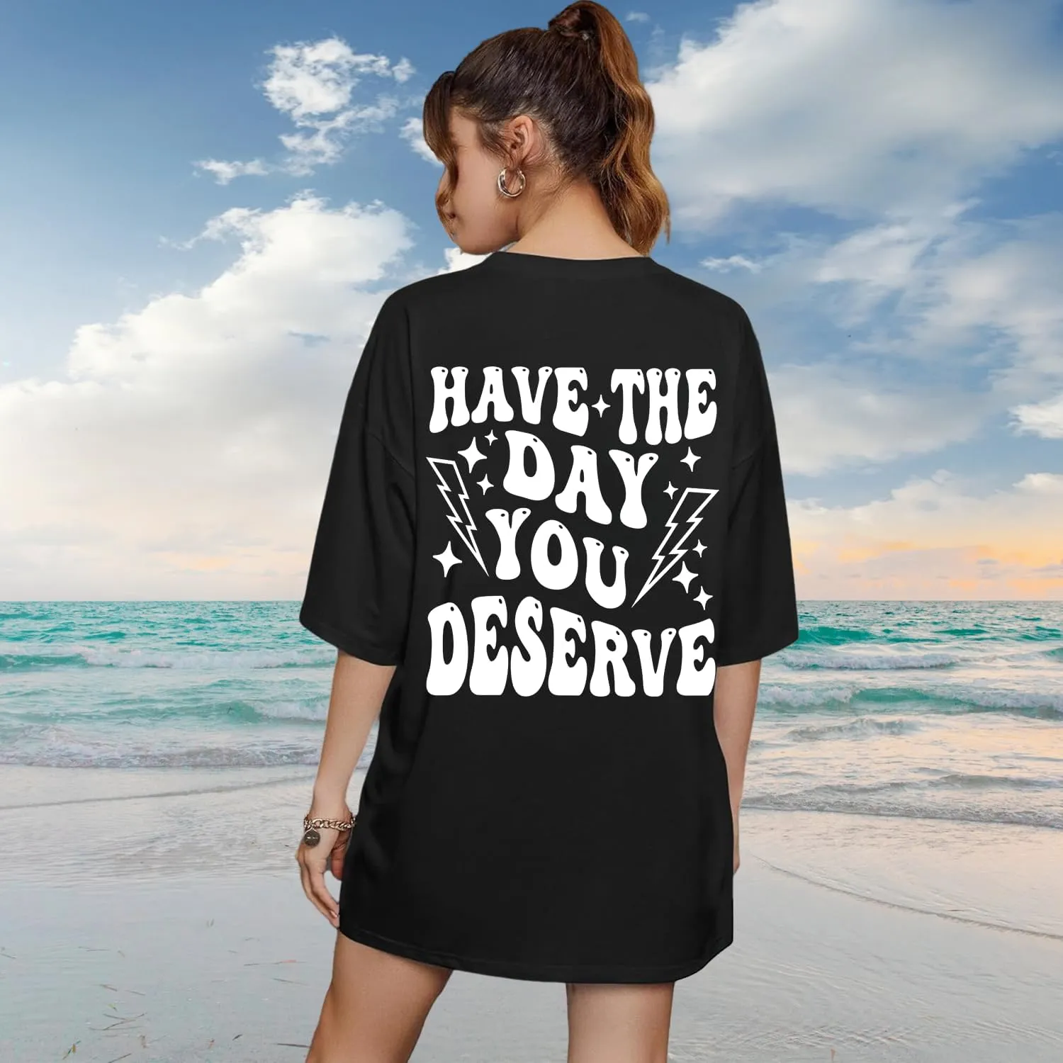 Graphic Tshirts for Women: Have The Day You Deserve Shirt Funny Skeletons Shirts Casual Graphic Tees Tops