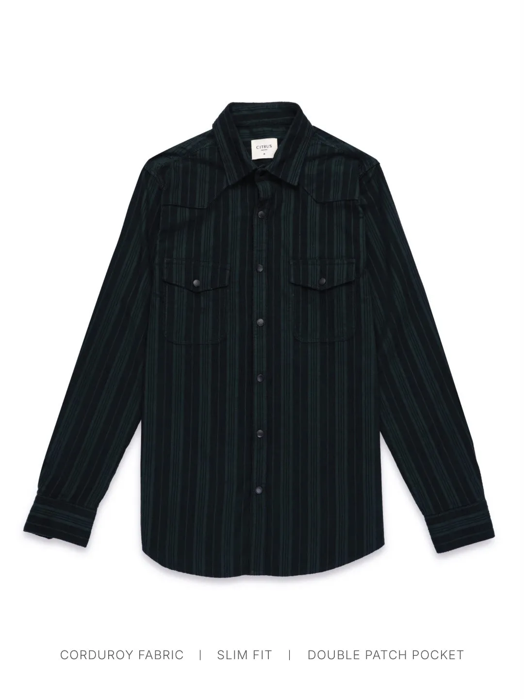 Green Striped Corduroy Shirt