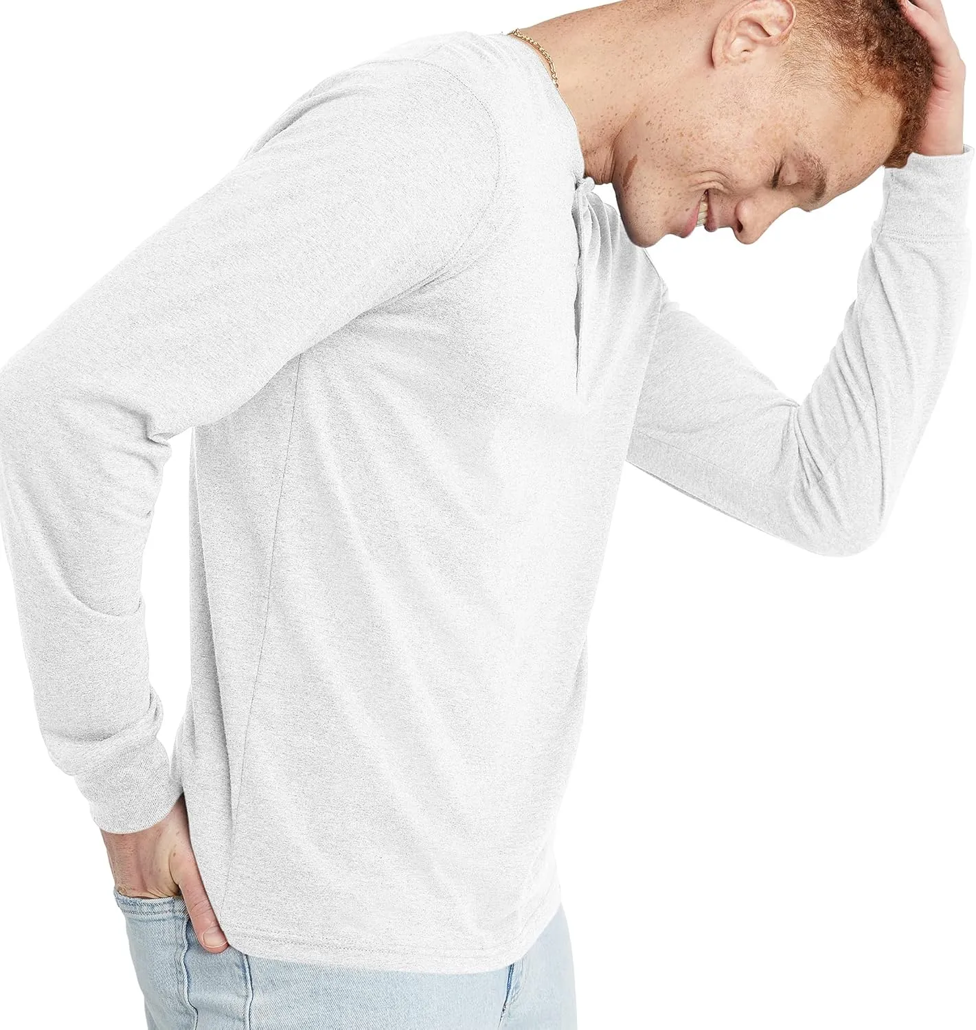 Hanes Originals Men's Tri-Blend Long Sleeve Henley T-Shirt, Lightweight Long Sleeve Tee
