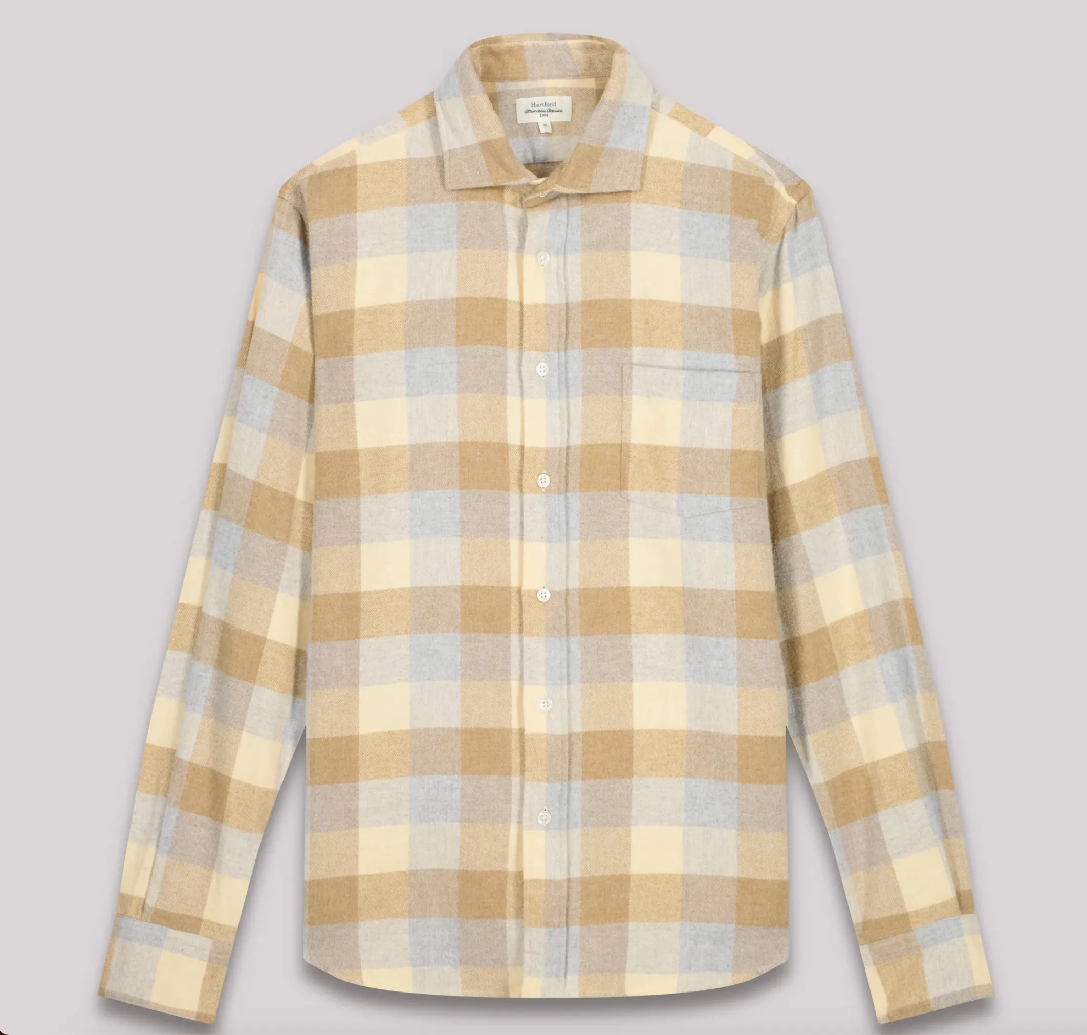 Hartford Paul Cotton Flannel Shirt Yellow/Grey