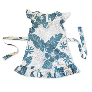 haven blue hawaiian girl flutter dress