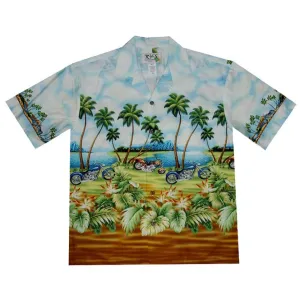 Hawaii Eagle Motorcycle Cotton Aloha Shirt