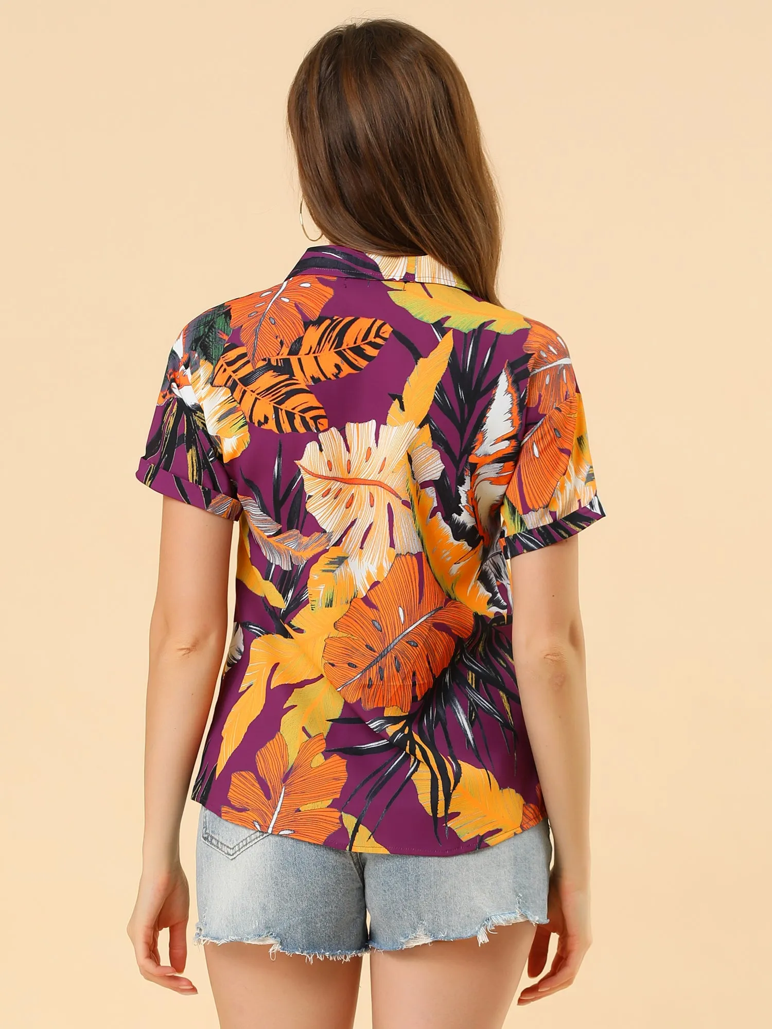 Hawaiian Floral Leaves Tropical Button Down Shirt