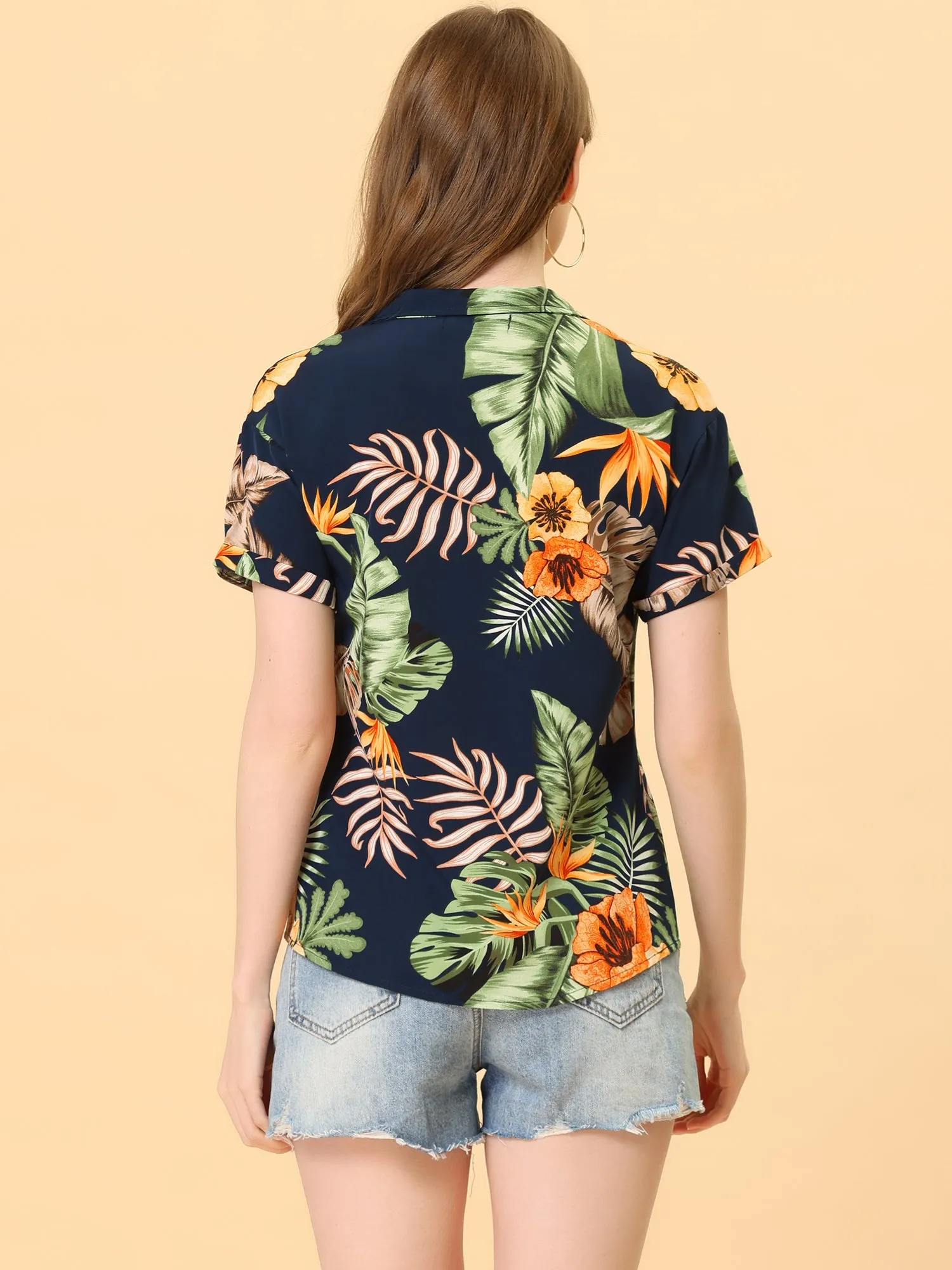 Hawaiian Floral Leaves Tropical Button Down Shirt