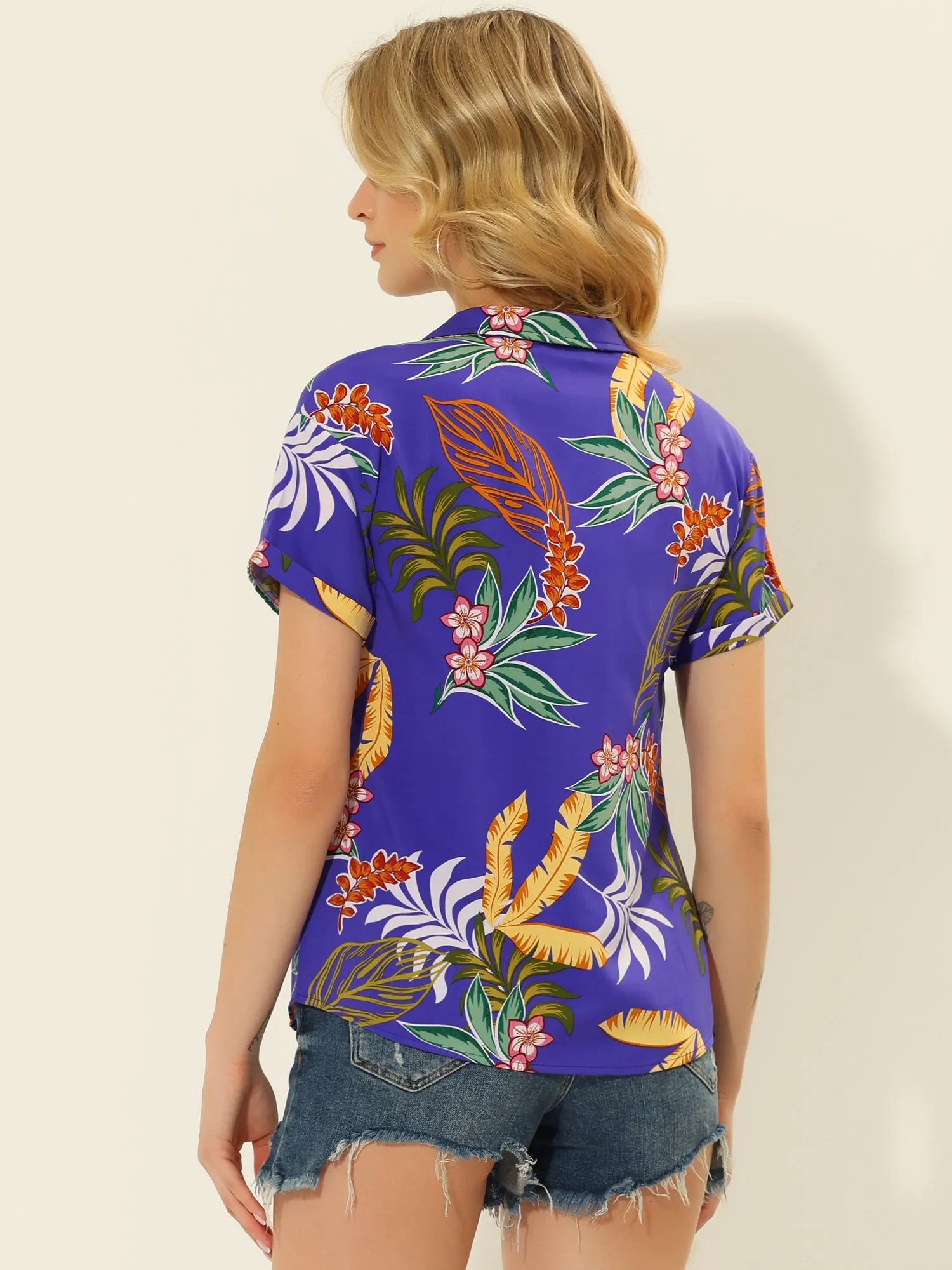 Hawaiian Floral Leaves Tropical Button Down Shirt
