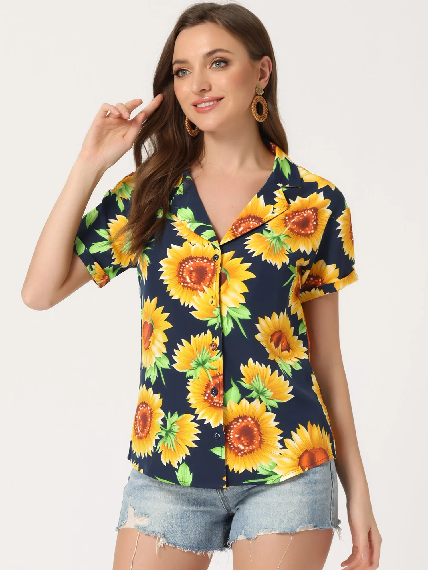 Hawaiian Floral Leaves Tropical Button Down Shirt